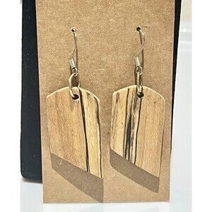 Vintage Zebra Striped Wood Dangle Earrings Boho Western Cowgirl 2"